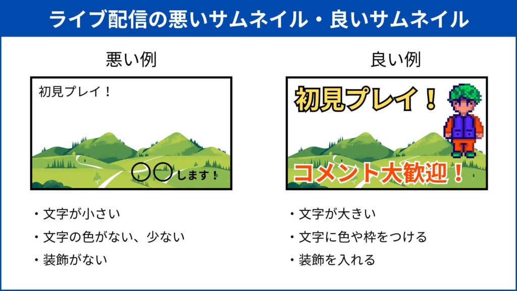 Youtubeの良いサムネイル・悪いサムネイルの図解