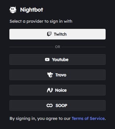 Nightbotに配信サイトのアカウントでログイン