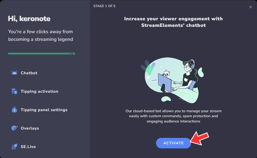 ACTIVATEをクリック