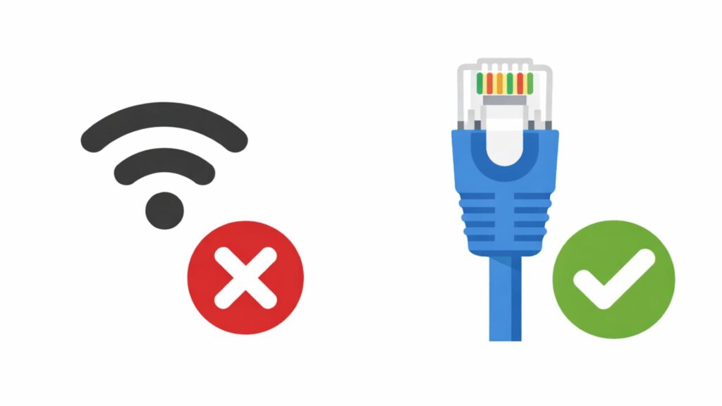 無線接続より有線接続を推奨